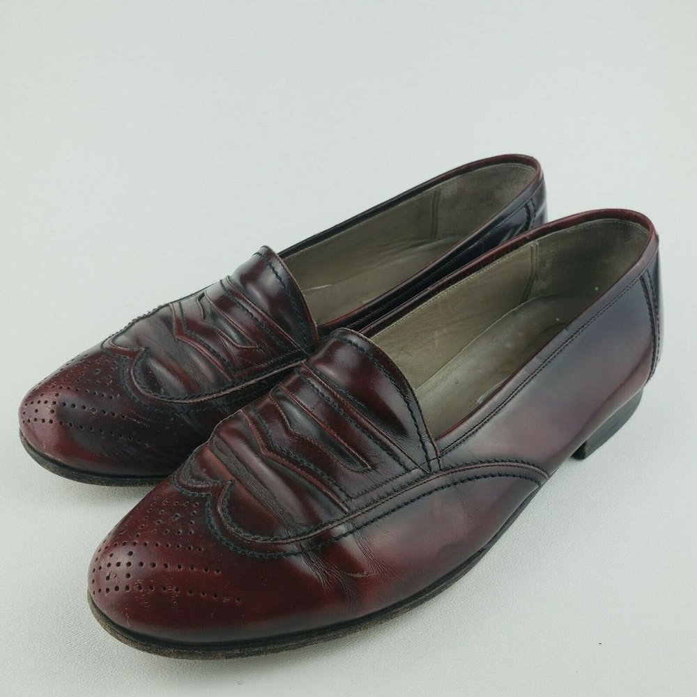 Vtg Bally Leather Slip On Loafers Work Burgundy